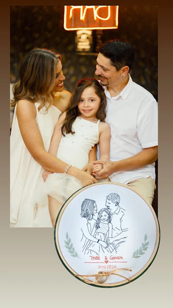 Bordado a partir de Fotografia - porta alianças de casamento