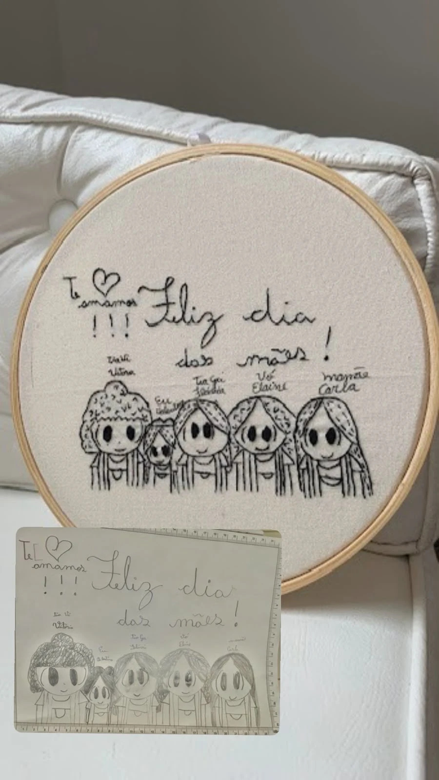 Bordado a partir dos desenhos de porta de geladeira - m1