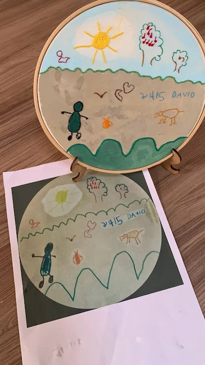 Bordado a partir dos desenhos de porta de geladeira M3