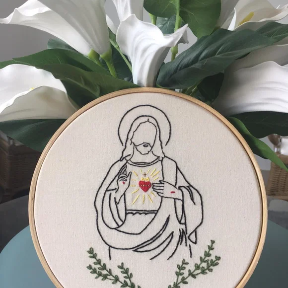 Sagrado Coração de Jesus - Católicos - Bordado em Bastidor