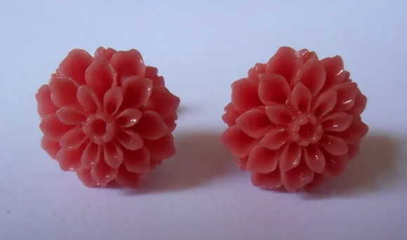 Brinco Prata 925 e flor ( crisântemo)