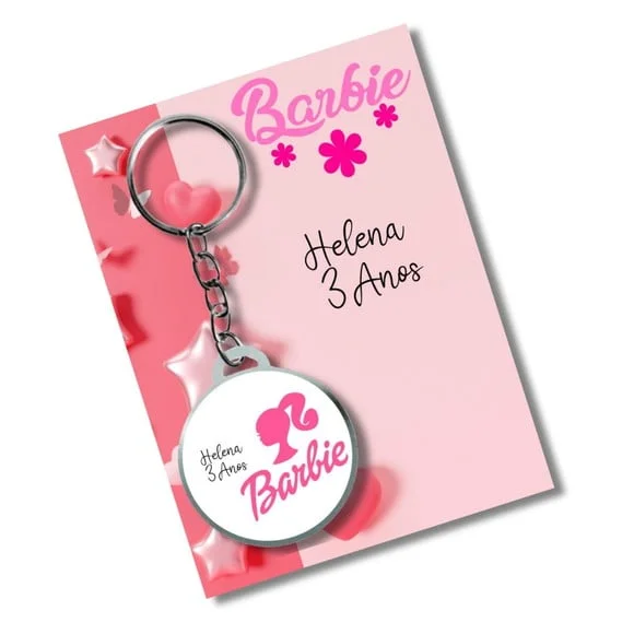 Chaveiro Adesivado Barbie + Card e Embalagem