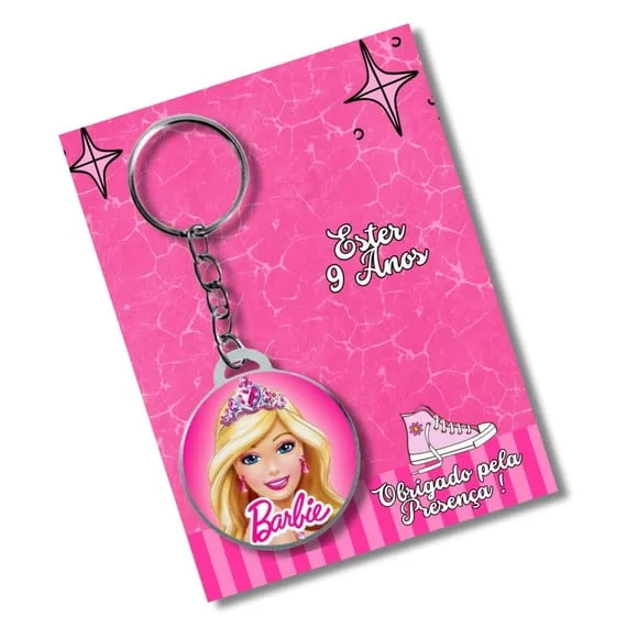 Chaveiros Adesivado Barbie + Card e Embalagem