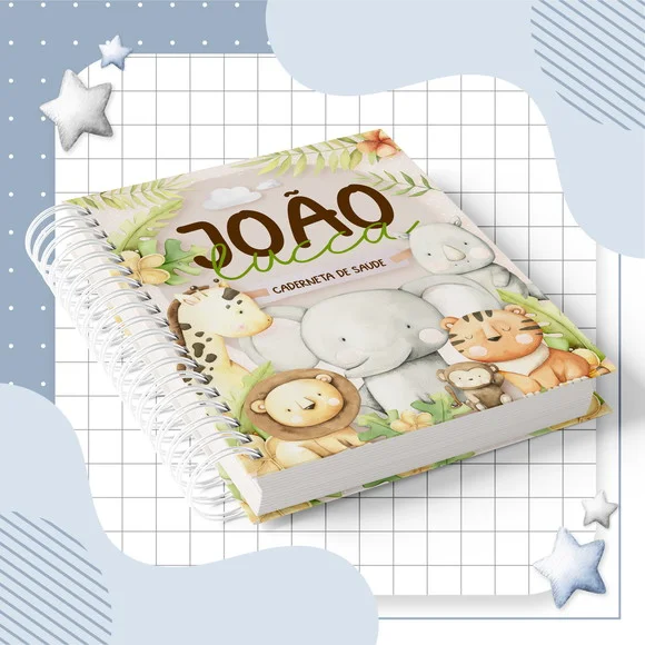 Caderneta de Vacina +Acess+Folhas Extras - Mod 1 Personaliz.