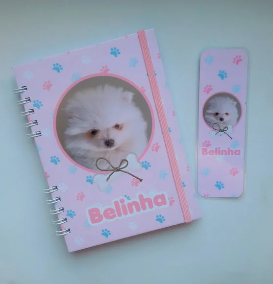 Caderneta Pet Cachorro Personalizada(c/diário)+acessórios