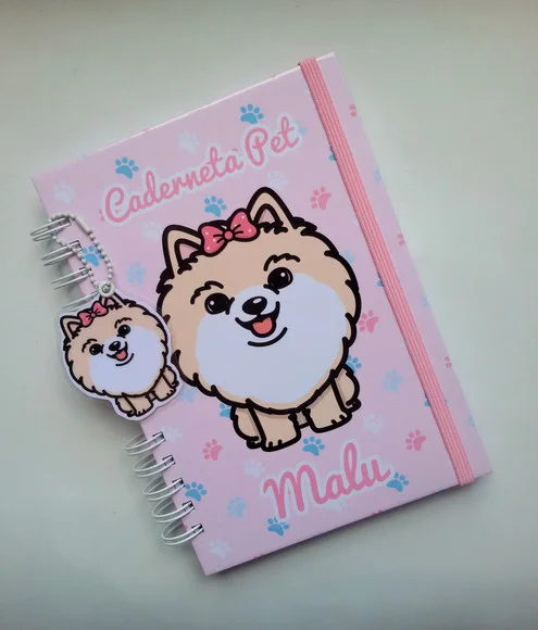 Caderneta Pet Cachorro Personalizada(c/diário)+acessórios