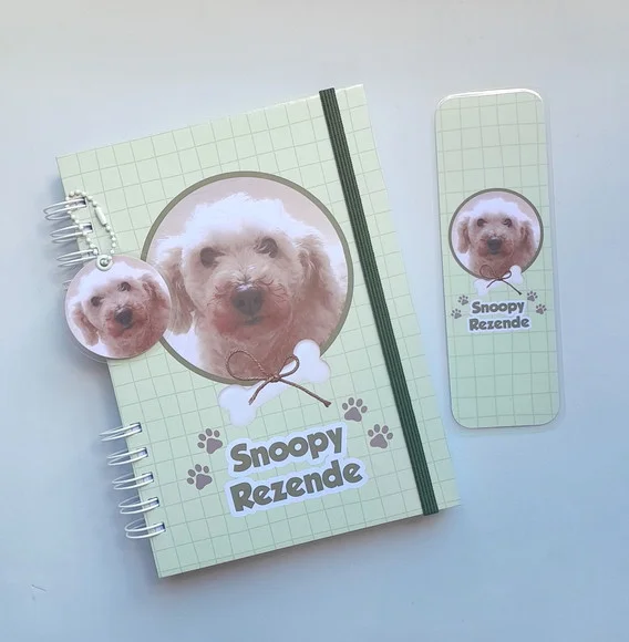 Caderneta Pet Cachorro Personalizada(c/diário)+acessórios