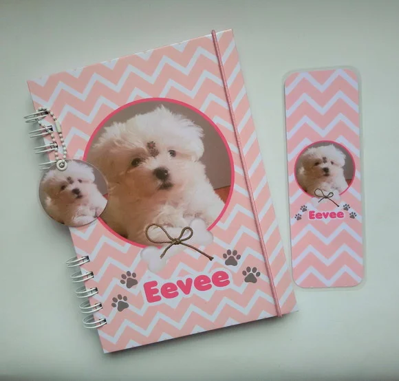Caderneta Pet Cachorro Personalizada(c/Diário)+Acessórios