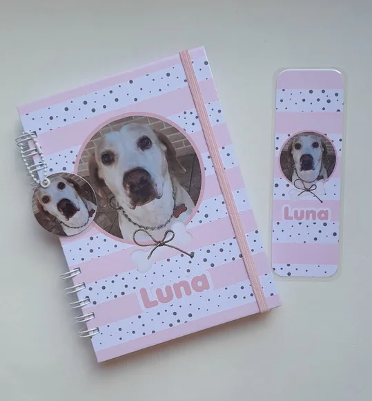 Caderneta Pet Cachorro Personalizada(c/diário)+acessórios