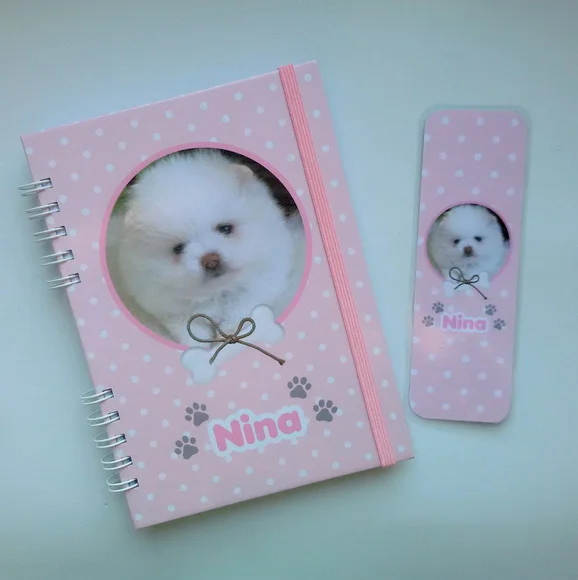 Caderneta Pet Cachorro Personalizada(c/diário)+acessórios