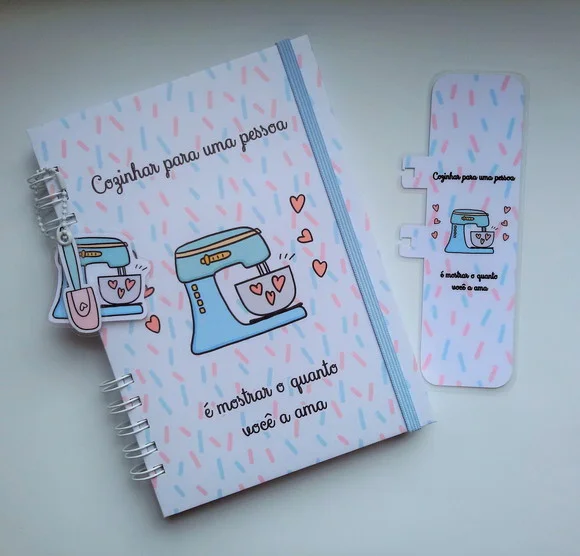 Caderno de Receitas A5 Personalizado + Acessórios