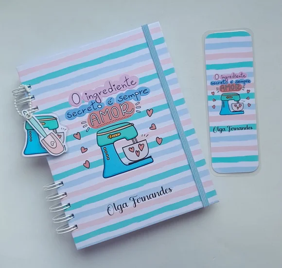 Caderno de Receitas Personaliz + Divisórias + Acessórios