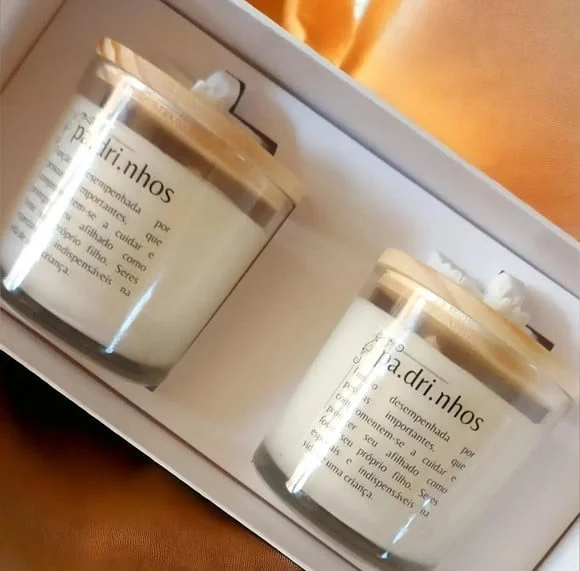 Caixa Convite Padrinho Batizado 2 Velas