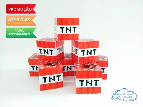 Caixa cubo TNT minecraft