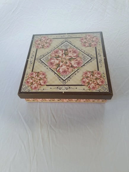 Caixa em mdf para Joia / Biju Marrom e Rosa 11
