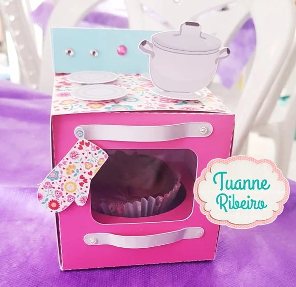 Caixa Fogão para CupCake - Chá de Panela