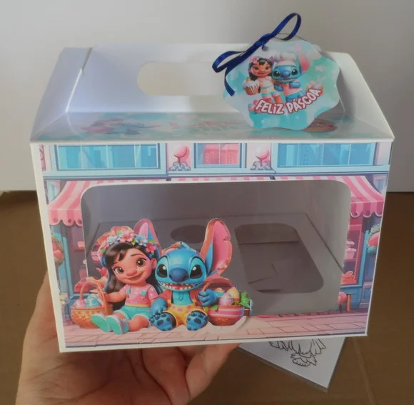 Caixa Maleta Confeiteiro Páscoa Lilo Stitch Desenhos Tag