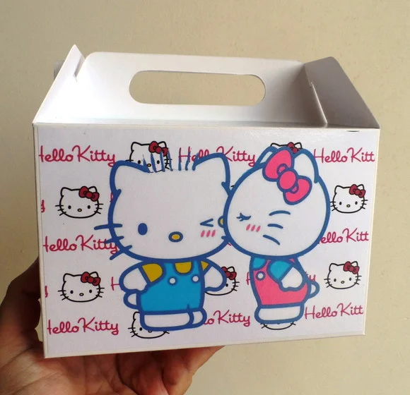 Caixa Maleta Festa na Escola Lanche Hello Kitty com Desenhos