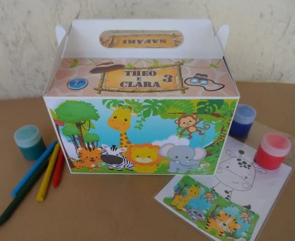 Caixa Maleta Lanche Safári Escola Lembrancinha Embalagem