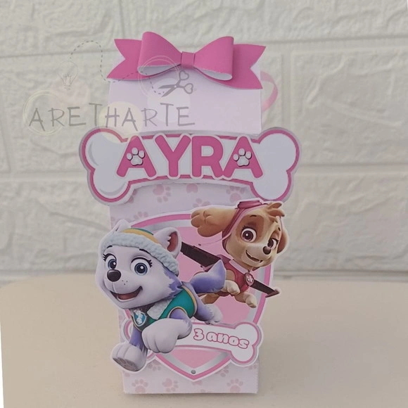Caixa Milk Personalizada 3d Skye Patrulha Canina Rosa