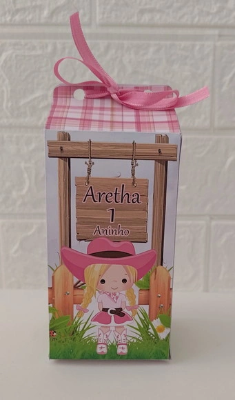 Caixa Milk Personalizada Fazendinha Rosa