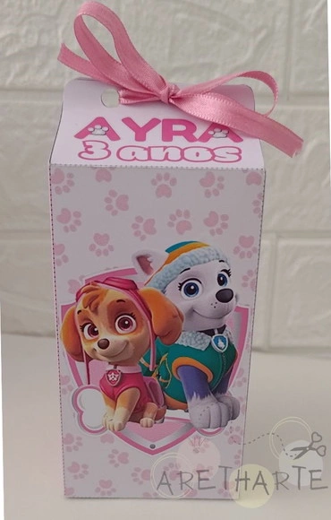 Caixa Milk Personalizada Skye e Everest Patrulha Canina Rosa