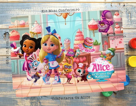 Caixa Mini Confeiteiro Confeitaria da Alice Páscoa com Tag