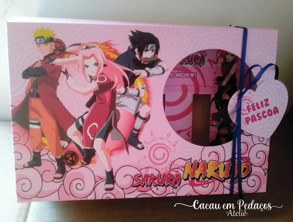 Caixa Mini Confeiteiro Sakura Naruto Wandinha Páscoa com Tag