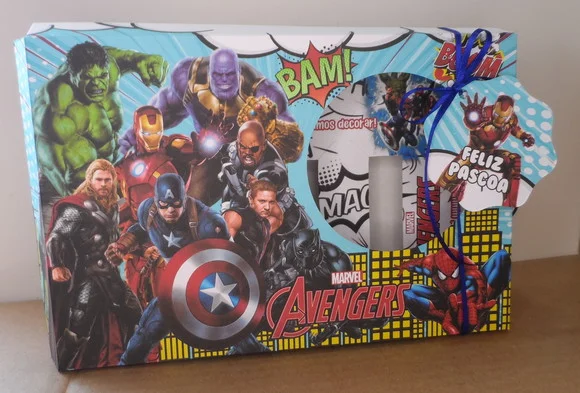 Caixa Mini Confeiteiro Vingadores Páscoa com Tag