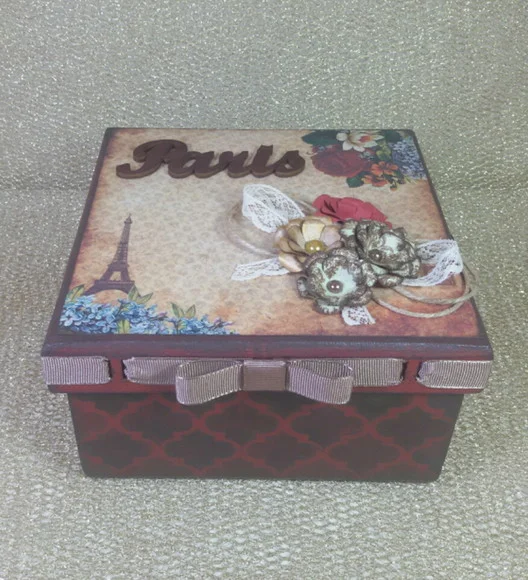 Caixa Multiuso Decorada Tema Paris Vintage