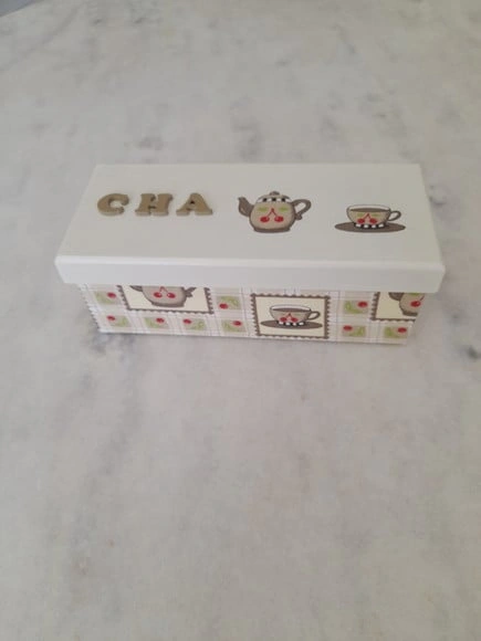 Caixa para Chá Erm mdf nas Cores Concreto e Mineral c/ 3