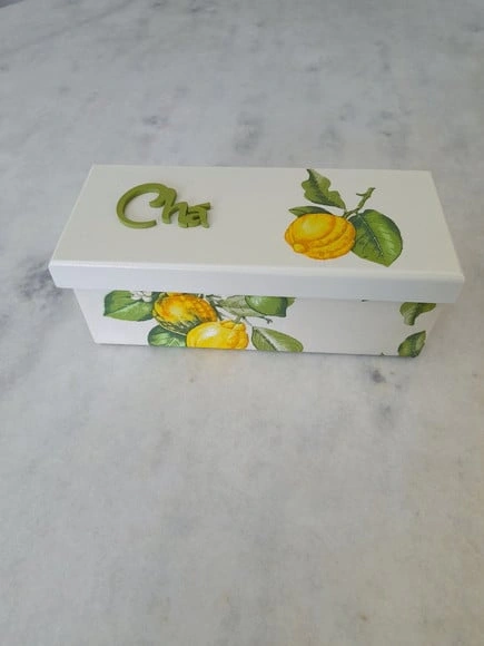 Caixa para Chá nas Cores Mineral , Verde e Amarelo C/3 Div