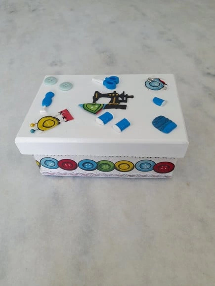 Caixa para Costura em mdf Pequena Decorada