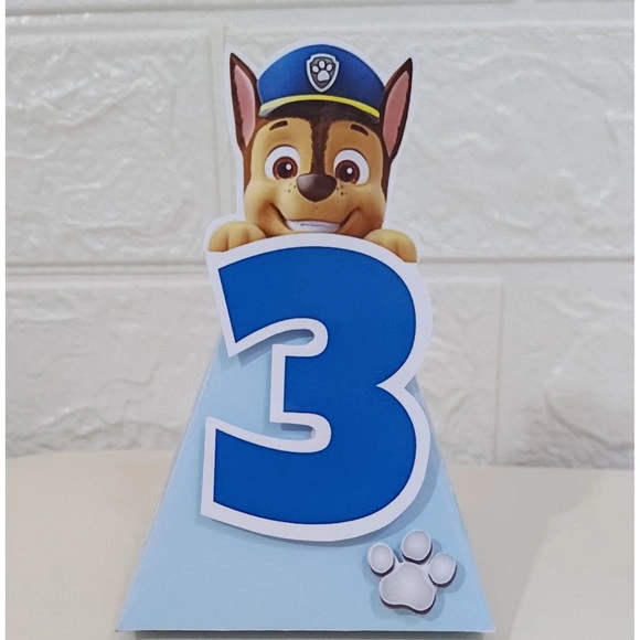 Caixa Pirâmide Personalizada 3d Patrulha Canina Azul