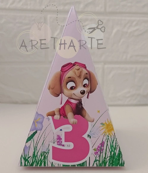 Caixa Pirâmide Personalizada Skye Patrulha Canina Rosa