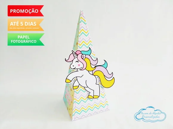 Caixa pirâmide unicórnio