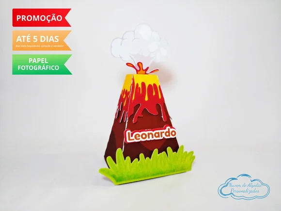 Caixa vulcão dinossauros