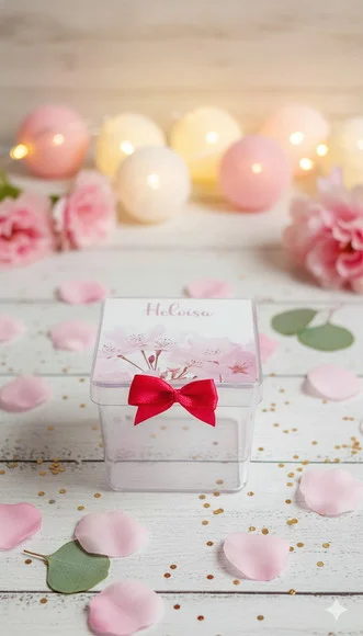 Lembrancinha Caixinha Acrílica Personalizada Floral (10 Un)