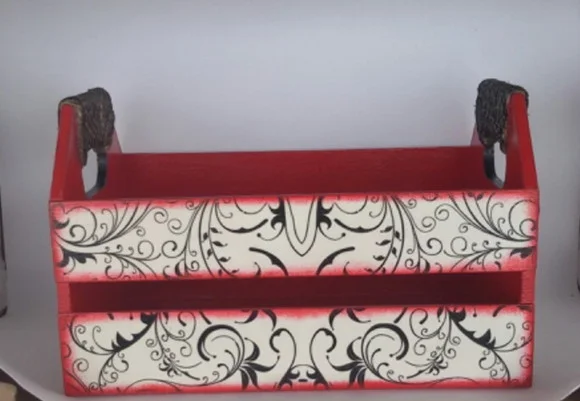 Caixote Multiuso em MDF Decorado Estampa de Arabescos