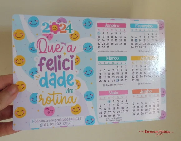 Calendário 15 x 20 cm Personalizado Natal Ano Novo Brinde