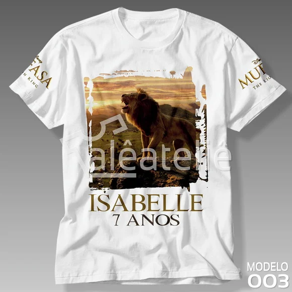 Camisa Mufasa Leão Festa Filme Personalizada