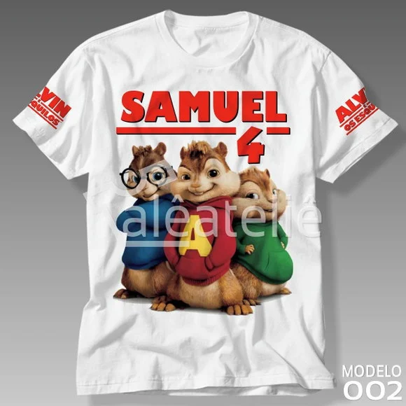 Camiseta Alvin e os Esquilos Festa Infantil Personalizada