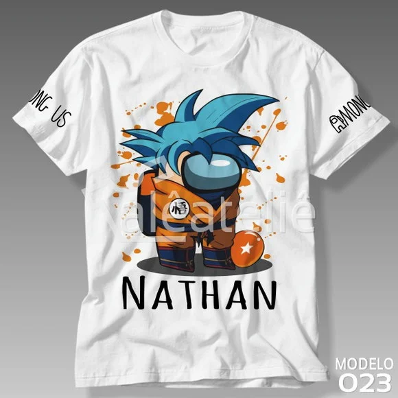 Camiseta Among Us Dragon Ball Goku Super Blue Personalizada