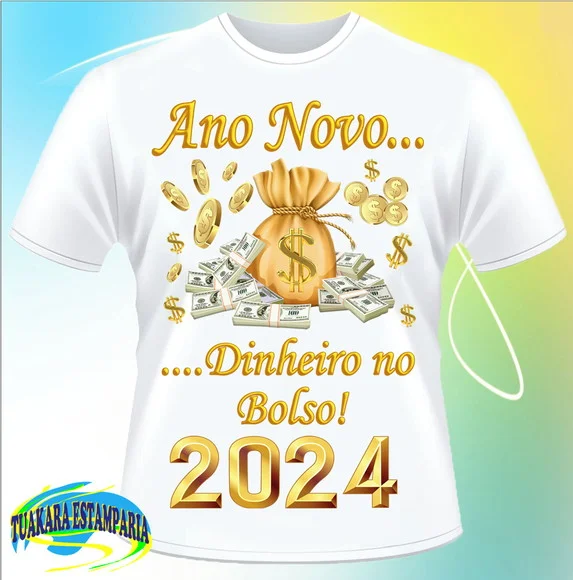 Camiseta Ano Novo Dinheiro no Bolso 2024