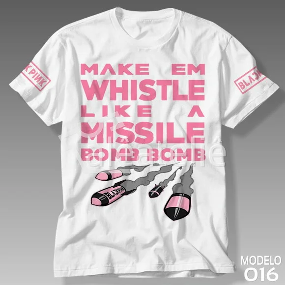 Camiseta Black Pink Missile Infantil Adulto Personalizada