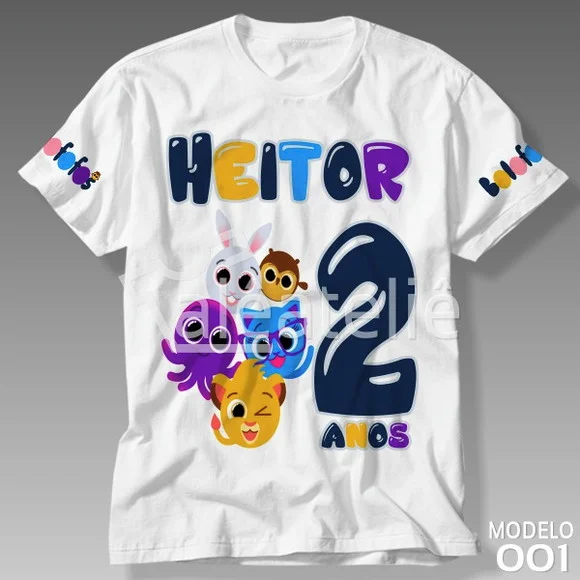 Camiseta Bolofofos Festa Aniversário Infantil Personalizada
