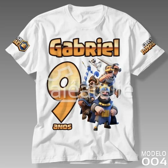 Camiseta Clash Royale para Festa Aniversário Infantil Adulto