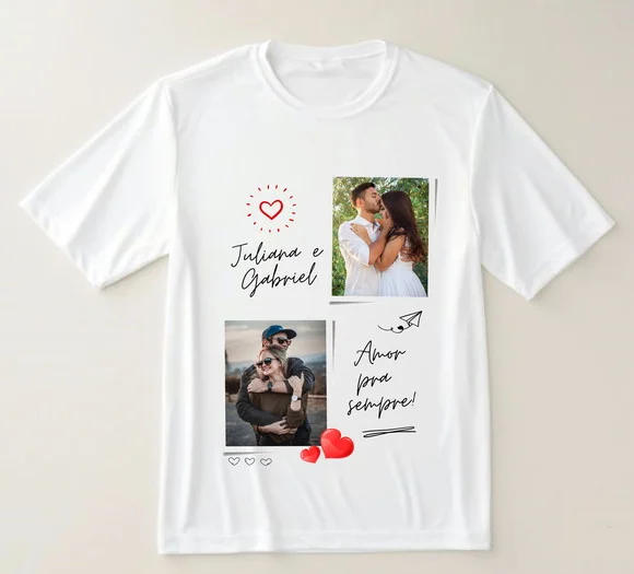 Camiseta Dia dos Namorados Personalizada com Nome e Fotos