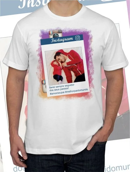 Camiseta Dia dos Pais Instagram Personalizada com Foto