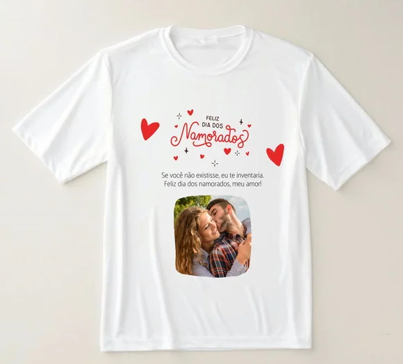Camiseta Feliz Dia dos Namorados Personalizada com Foto